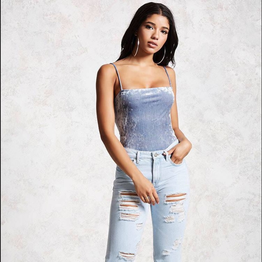 Baby Blue Velvet Top